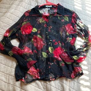 Women’s Black Floral Blouse